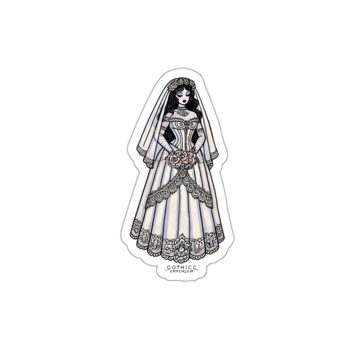 βBrideβ Die-Cut Vinyl Sticker β spooky vows & sharp edges only π°ββοΈππ€π
