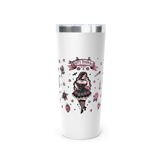 “Berry Bewitched” Copper Vacuum Insulated Tumbler – 22oz — sweetly cursed, sipped with power 🍓🌙🔥🖤