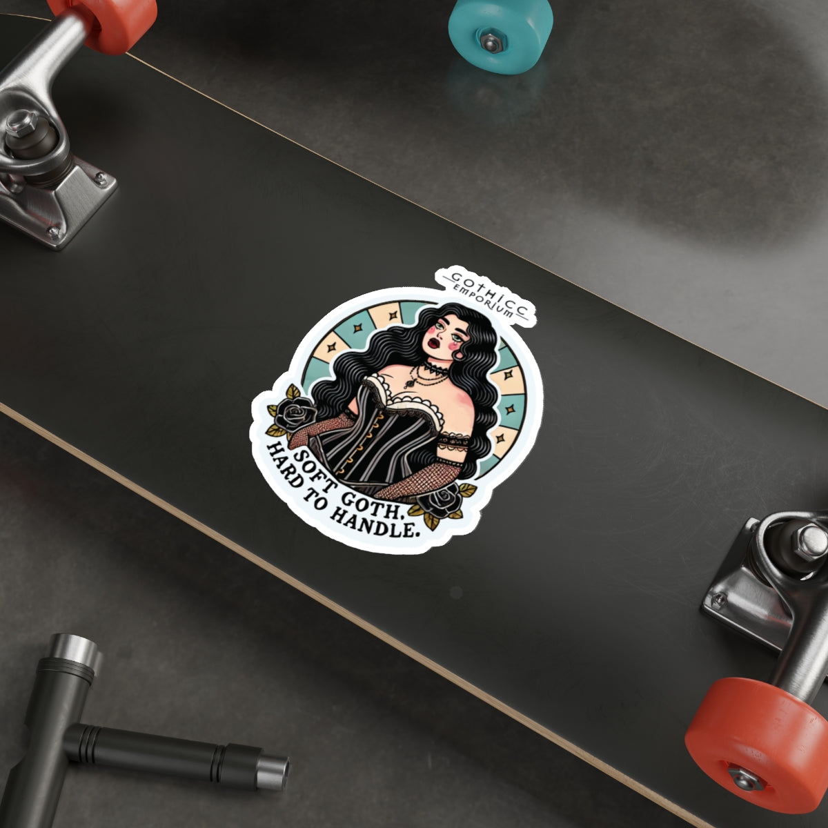 “Soft Goth” Die-Cut Vinyl Sticker — moody magic with a velvet vibe 🌸🖤🕯️✨