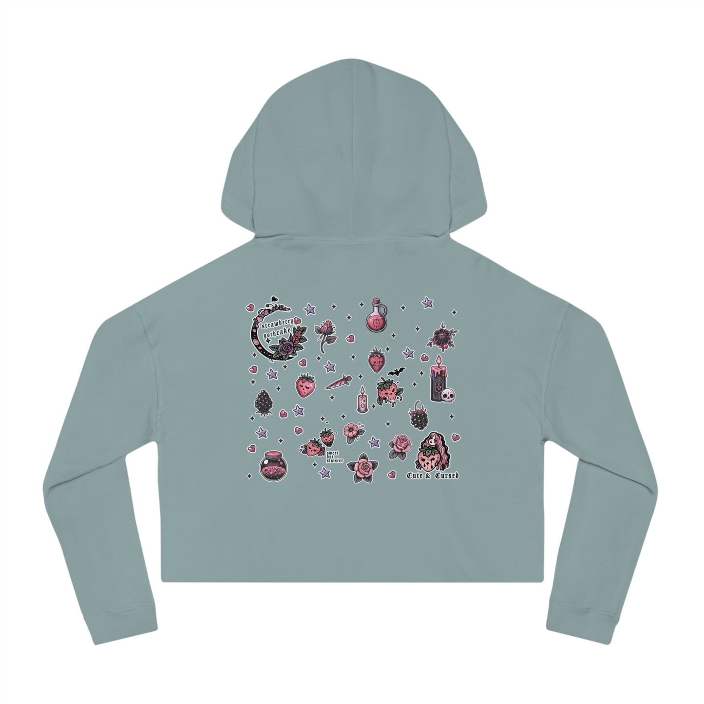 🍓“Berry Bewitched” Cropped Hooded Sweatshirt — juicy, hexed, and laced with dark sweetness 🔮🖤✨