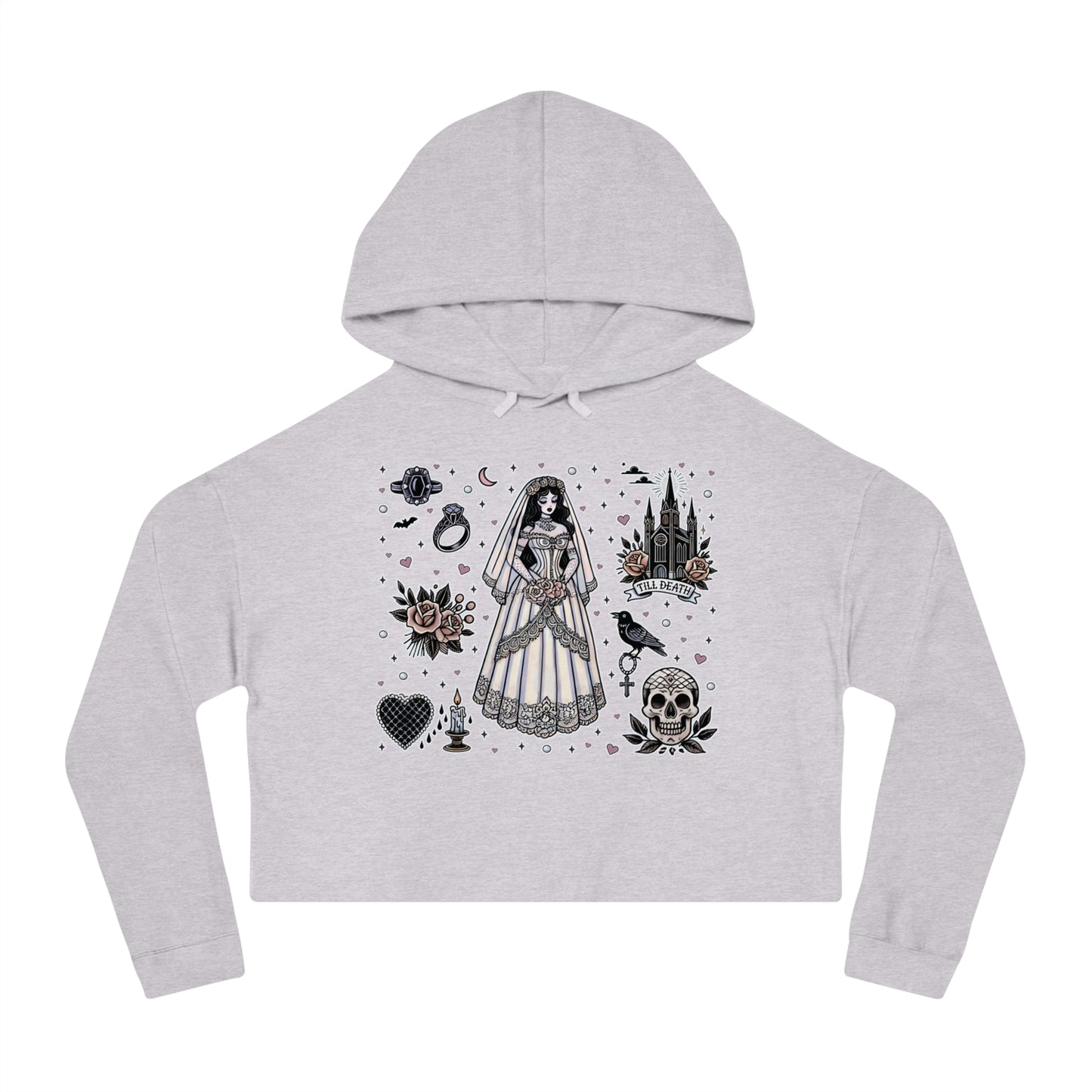 "Bride" Cropped Hooded Sweatshirt