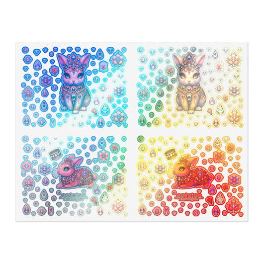 “Jeweled Bunny” Holographic Sticker Sheet — sparkle sweet, hop savage 🐰💎✨🌙