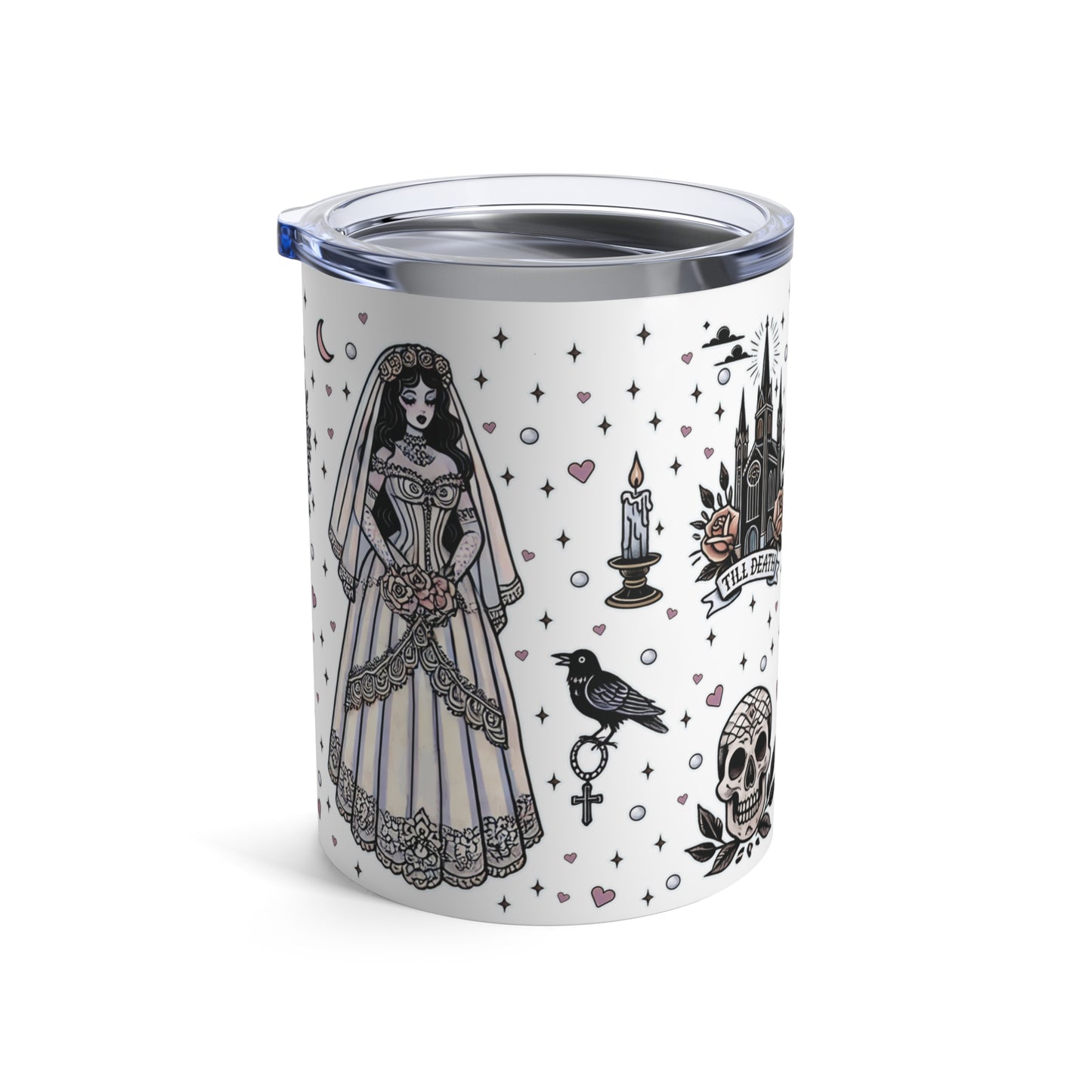 “Bride” Tumbler – 10oz White— veiled in glam, spiked with attitude 💍🥂🖤✨
