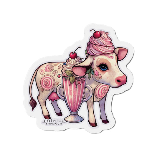 “Milkshake Cow” Die-Cut Magnet — thicc, magnetic, and dairy with a dark side 🐄🖤🥤✨