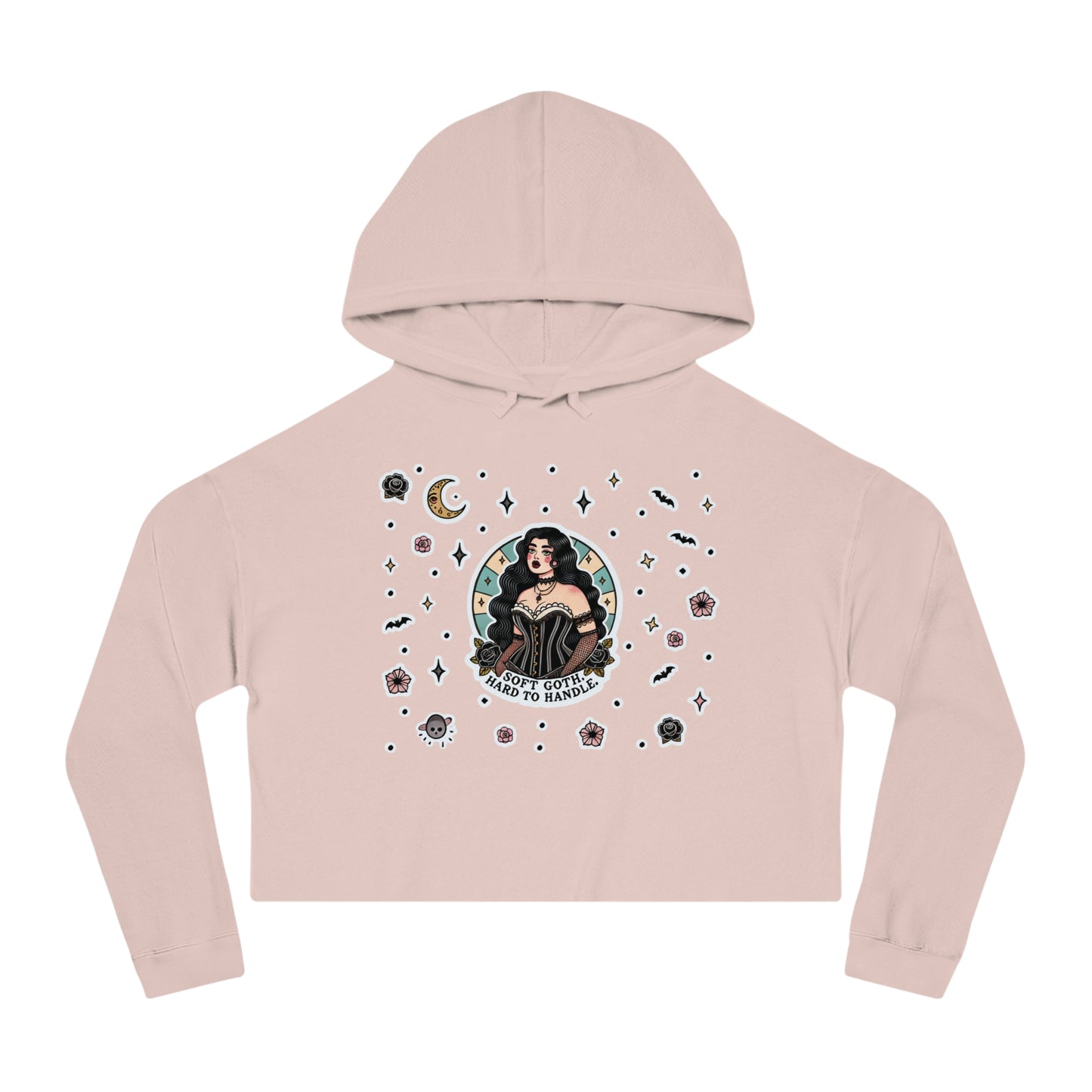 “Soft Goth” Cropped Hooded Sweatshirt — tender, toxic, and softly unbothered 🖤🌫️🕸️✨