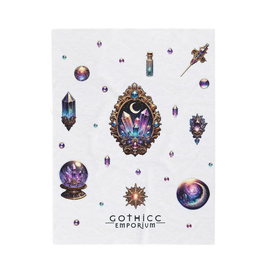 "Crystal Gem" Velveteen Plush Blanket in White