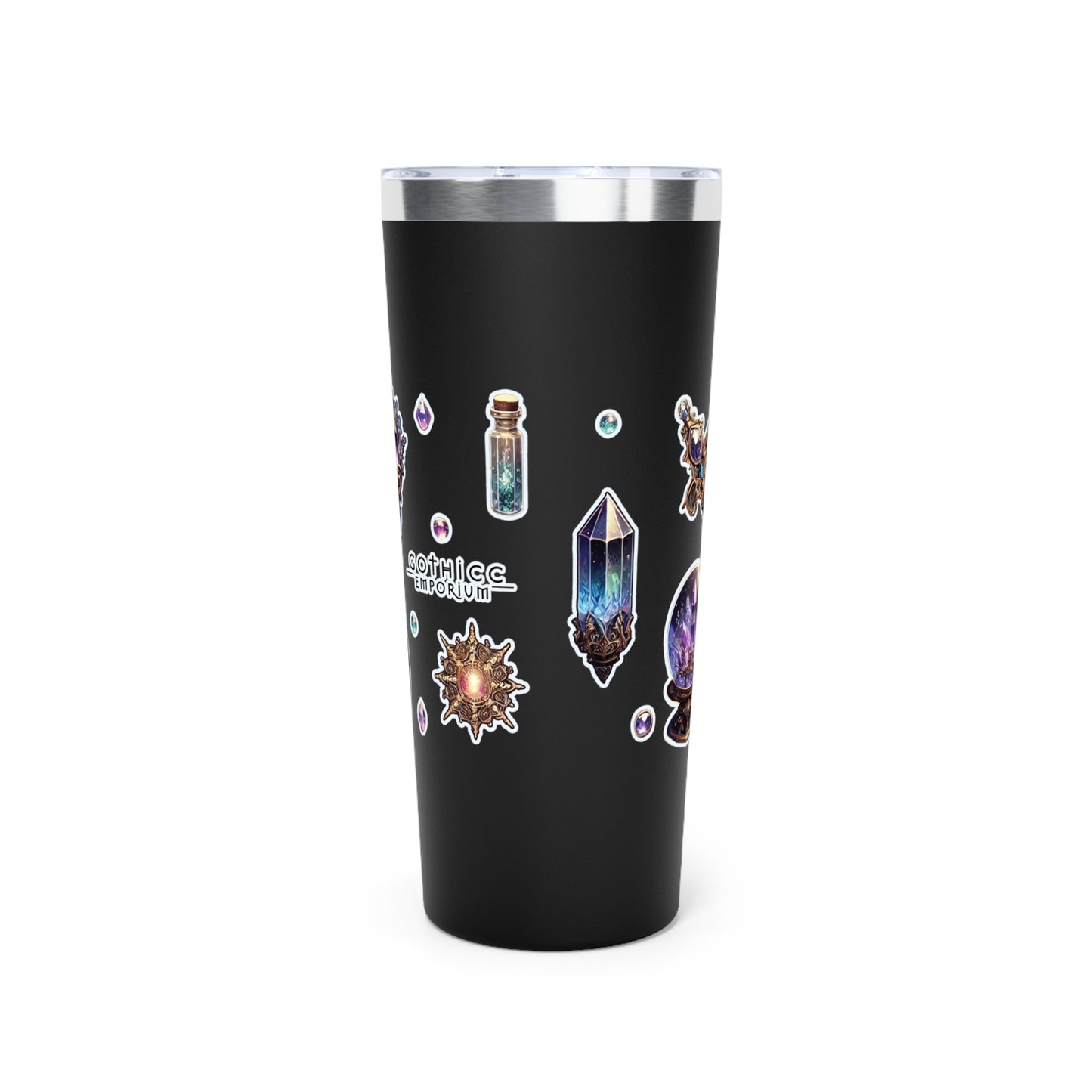 “Crystal Gem” Copper Vacuum Insulated Tumbler – 22oz — radiant energy in every sip 💎🌙☕🖤