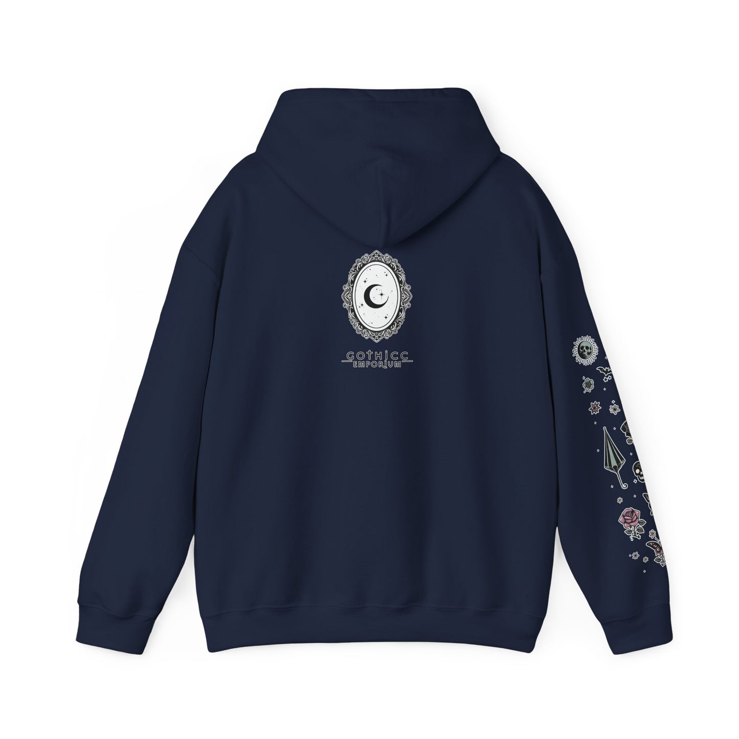 🕷️“Summer Goth Thicc” Unisex Heavy Blend™ Hooded Sweatshirt — hot, haunted, and too bold to melt 🖤🌞🕶️🕷️