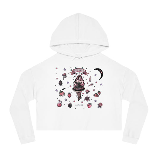 🍓“Berry Bewitched” Cropped Hooded Sweatshirt — juicy, hexed, and laced with dark sweetness 🔮🖤✨