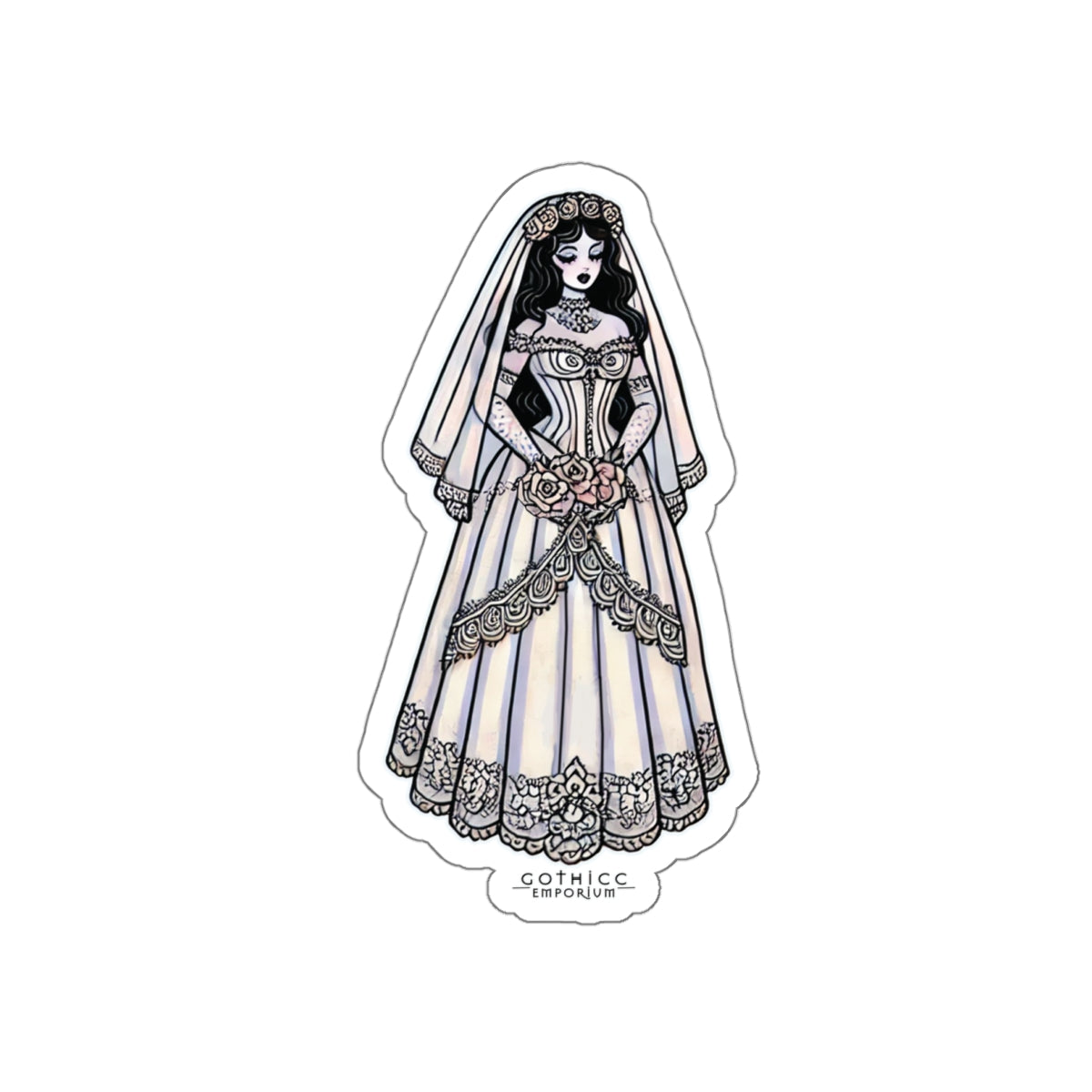 βBrideβ Die-Cut Vinyl Sticker β spooky vows & sharp edges only π°ββοΈππ€π