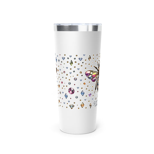 “BEEJEWEL” Copper Vacuum Insulated Tumbler – 22oz — sweet heat, sharp edge, and ready to sting 🐝🥤💎🖤