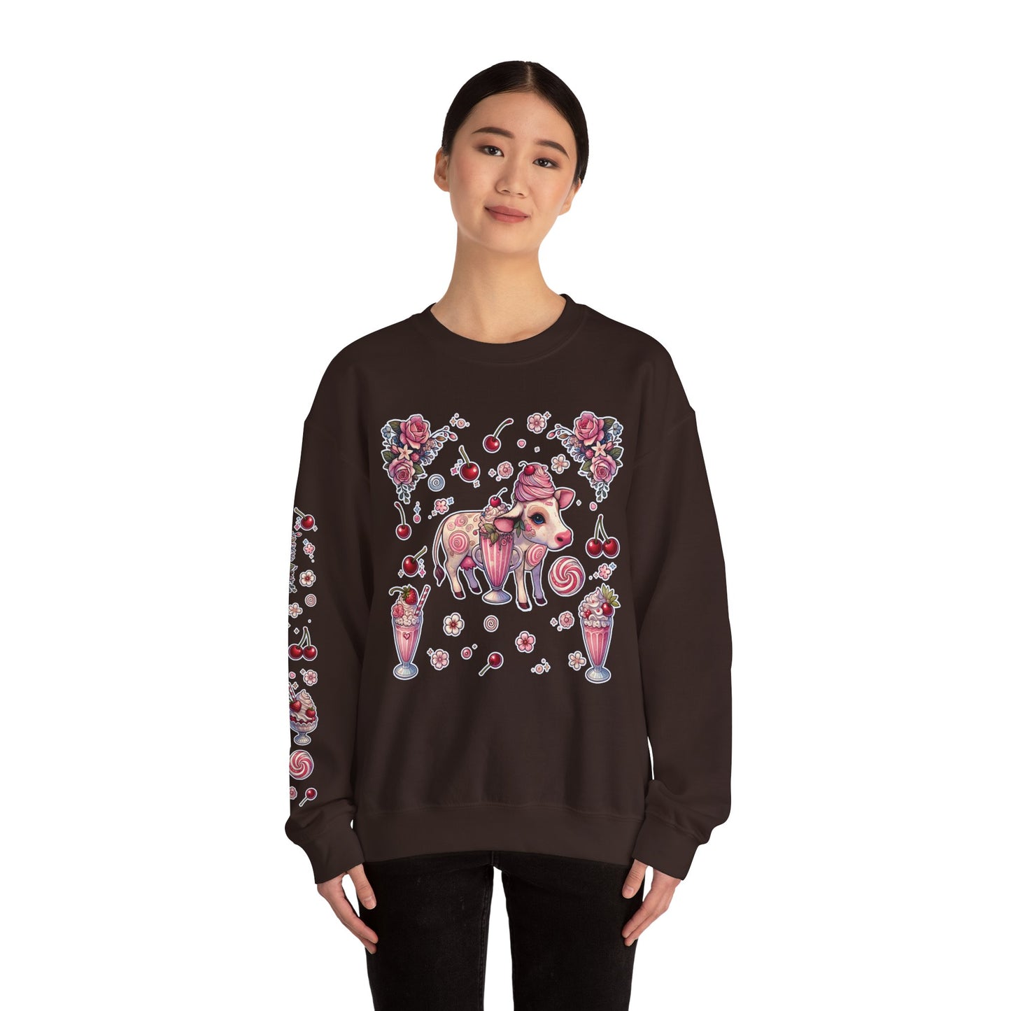 “Milkshake Cow” Unisex Heavy Blend™ Crewneck Sweatshirt — thick-cut comfort with dairy-core drip 🐄🥤🖤✨