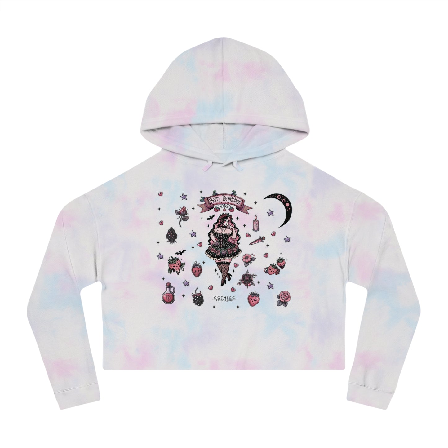 🍓“Berry Bewitched” Cropped Hooded Sweatshirt — juicy, hexed, and laced with dark sweetness 🔮🖤✨