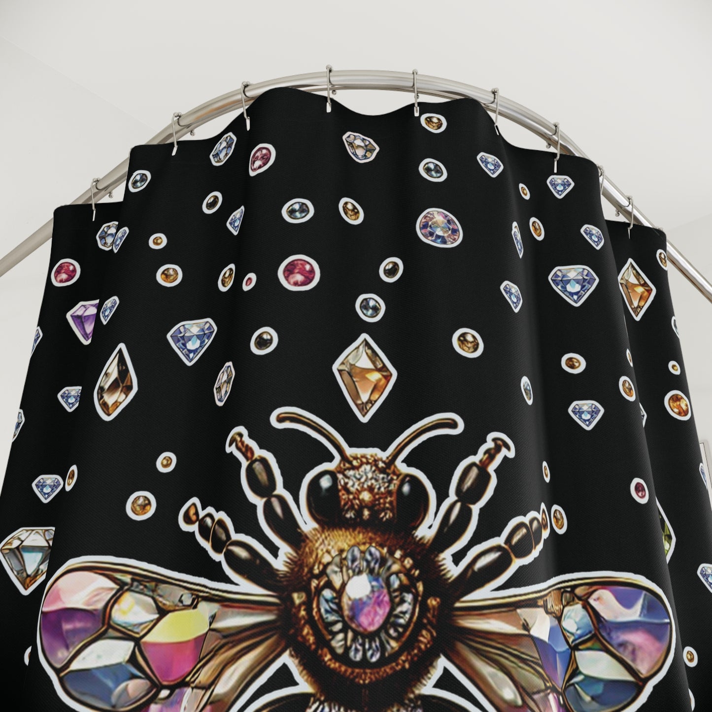 "BEEJEWEL" Shower Curtain in Black