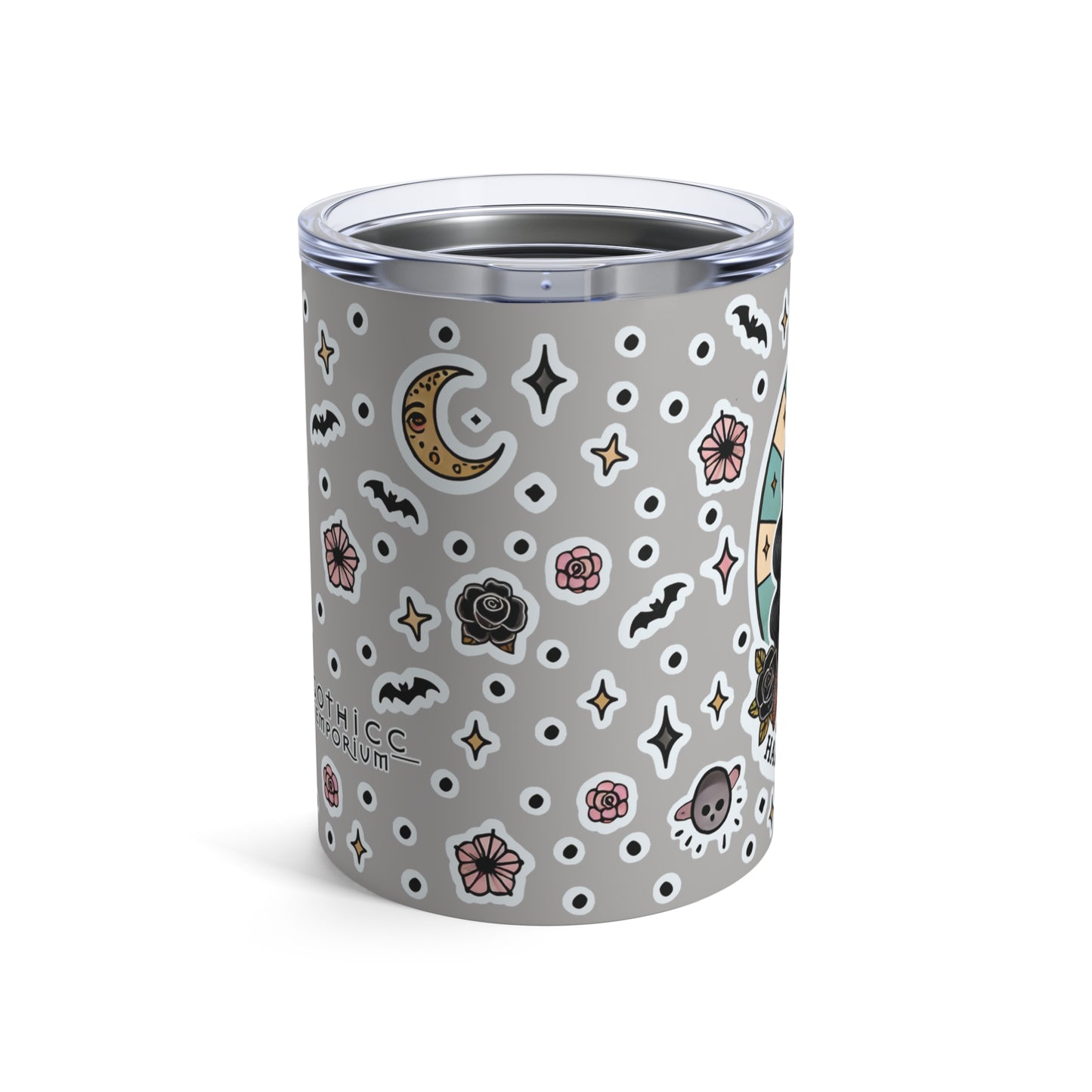 “Soft Goth” Tumbler – 10oz in grey — delicate, dangerous, and made to sip in silence and slay 🖤🌫️✨