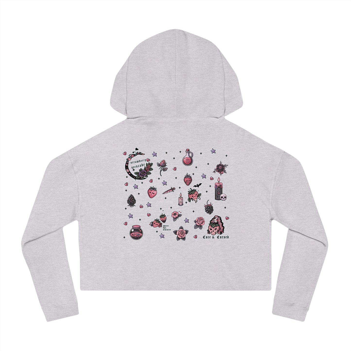 🍓“Berry Bewitched” Cropped Hooded Sweatshirt — juicy, hexed, and laced with dark sweetness 🔮🖤✨