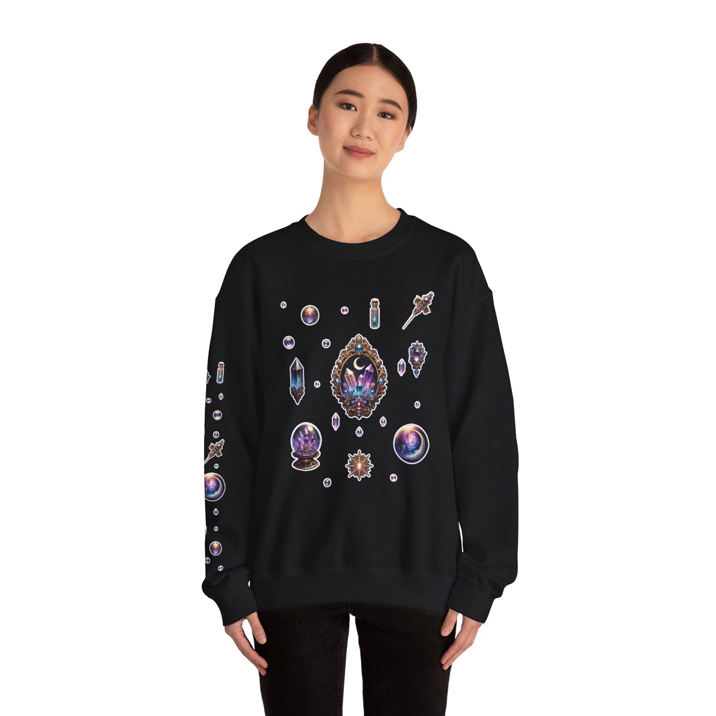 “Crystal Gem” Unisex Heavy Blend™ Crewneck Sweatshirt — soft, strong, and sparkling 💎🌌🖤