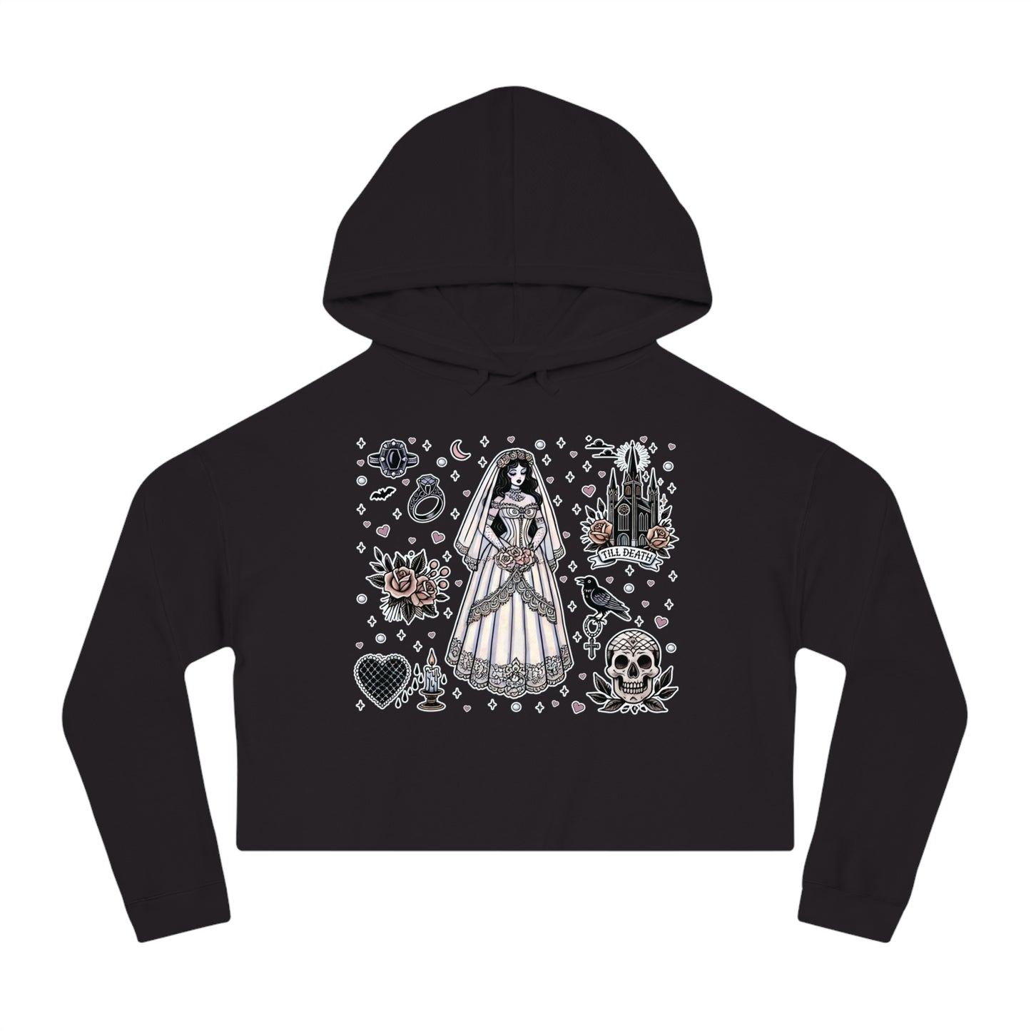 "Bride" Cropped Hooded Sweatshirt