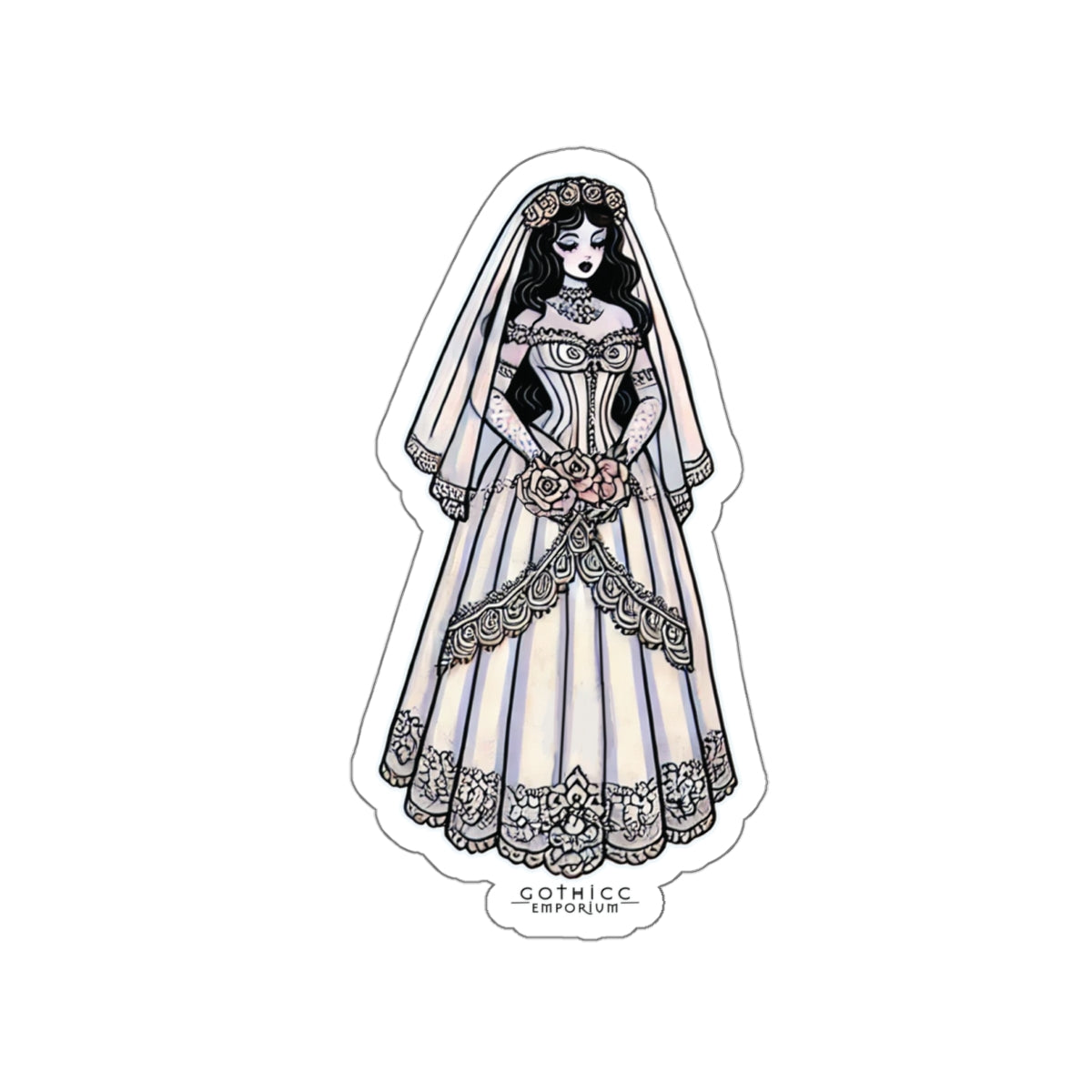βBrideβ Die-Cut Vinyl Sticker β spooky vows & sharp edges only π°ββοΈππ€π