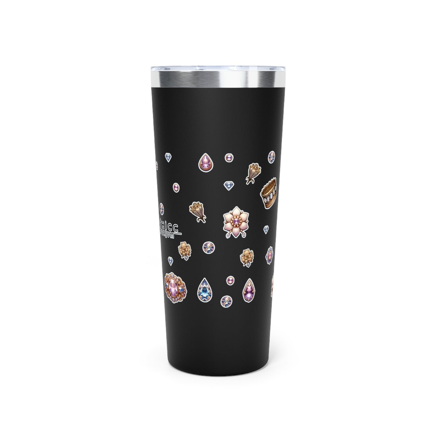 “Jeweled Bunny” Copper Vacuum Insulated Tumbler – 22oz — cute, cold, and always in control 🐰💅💎🖤