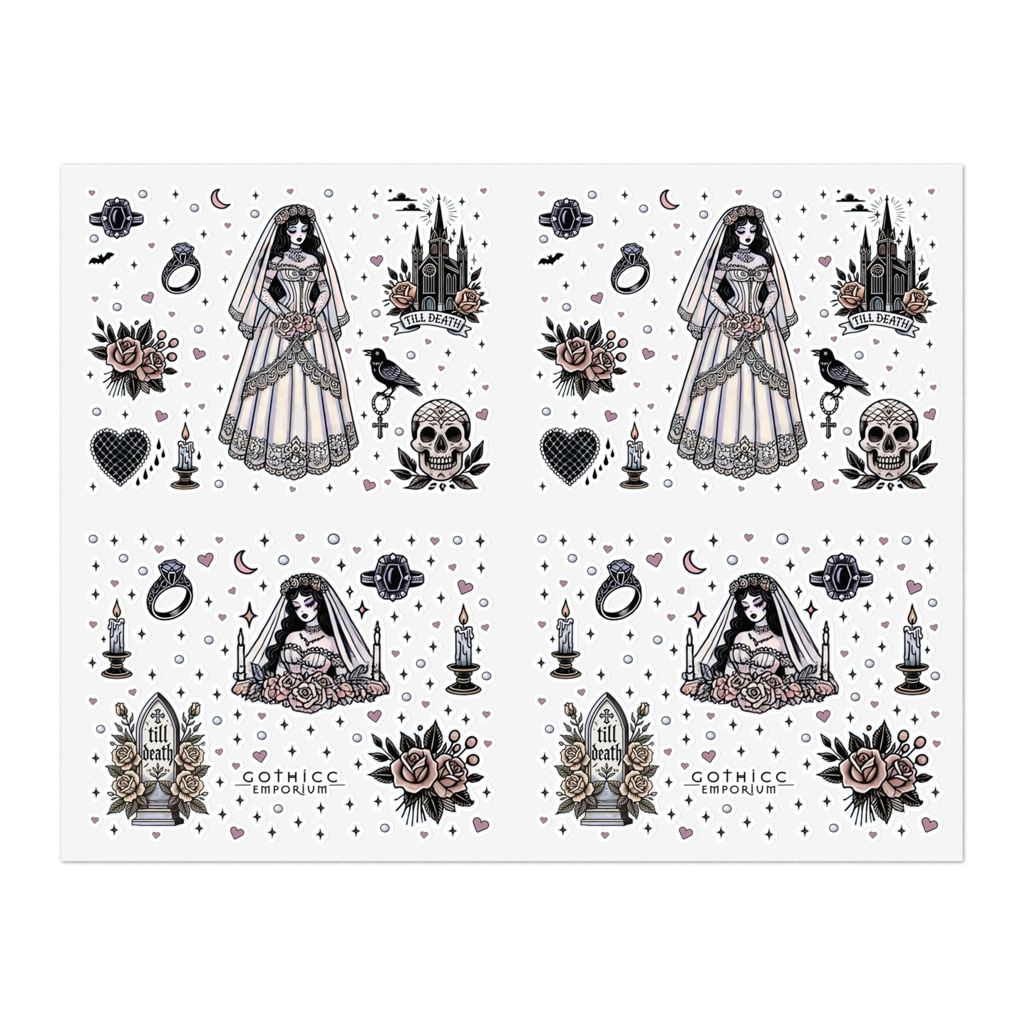 βBrideβ Sticker Sheet β 11x8.5 β dark romance for your big day π°ββοΈπ€πβ¨