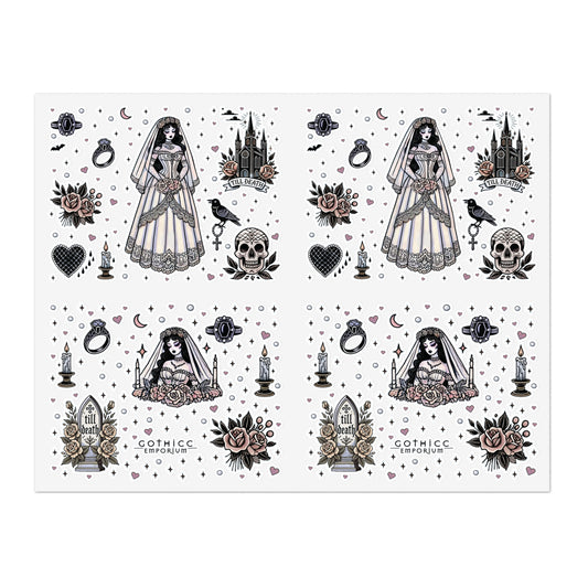 “Bride” Sticker Sheet – 11x8.5 — dark romance for your big day 👰♀️🖤💍✨