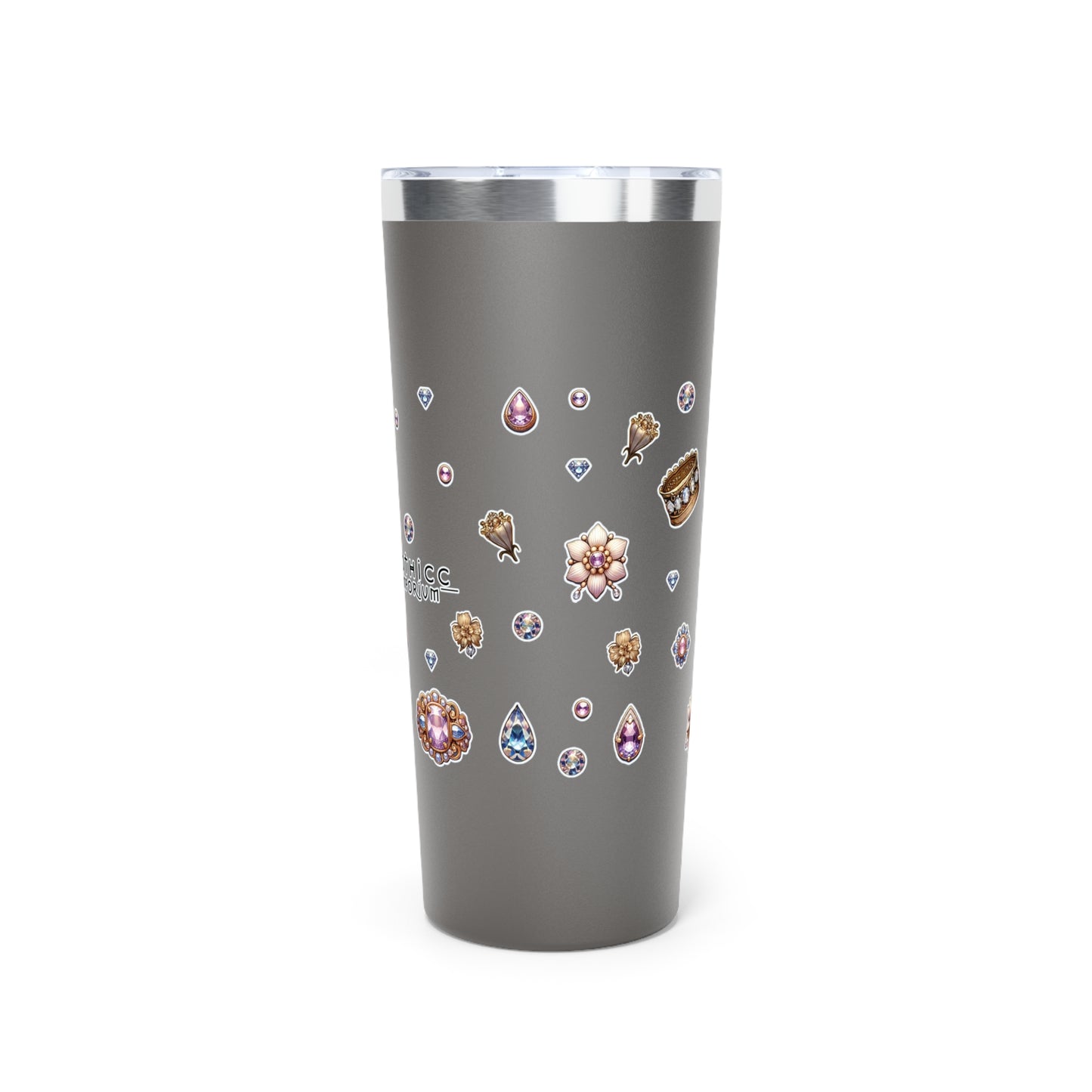 “Jeweled Bunny” Copper Vacuum Insulated Tumbler – 22oz — cute, cold, and always in control 🐰💅💎🖤