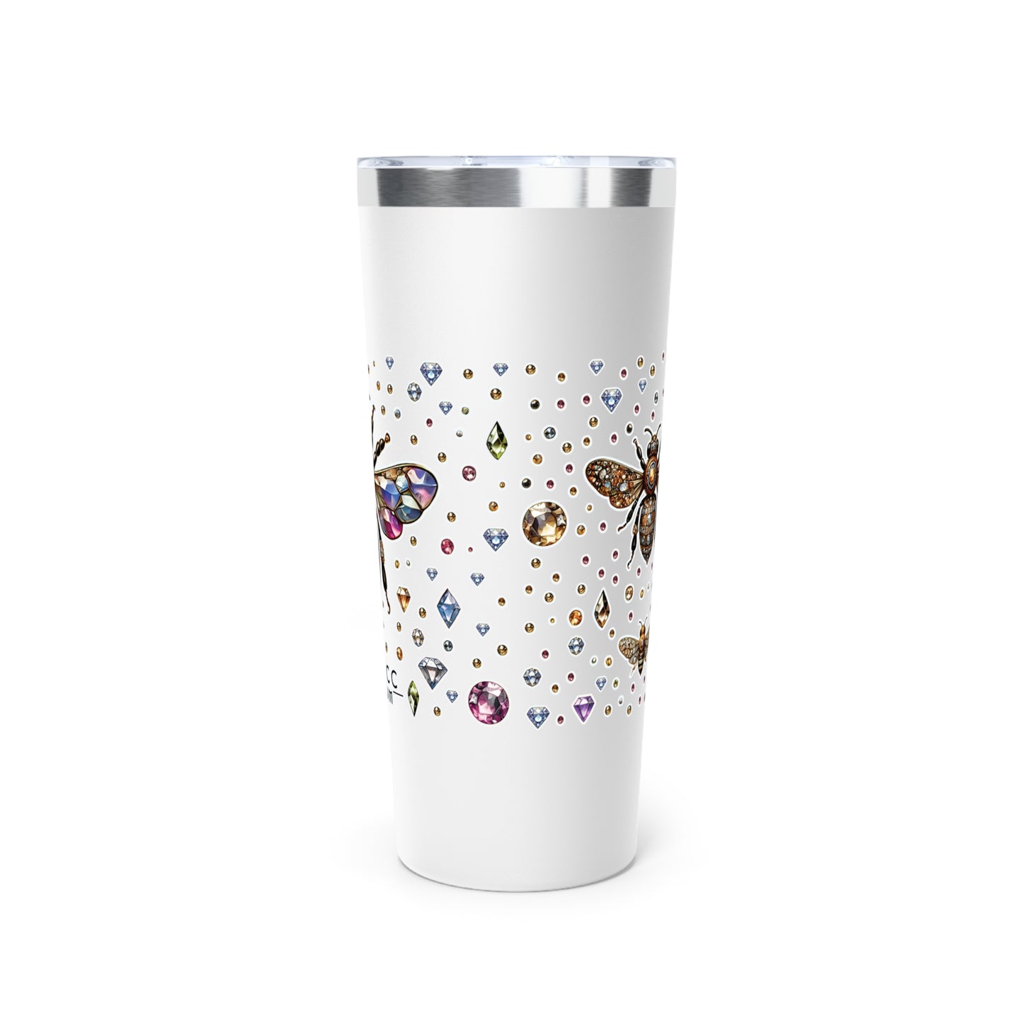 “BEEJEWEL” Copper Vacuum Insulated Tumbler – 22oz — sweet heat, sharp edge, and ready to sting 🐝🥤💎🖤
