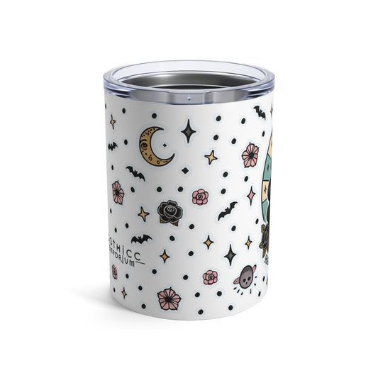 “Soft Goth” Tumbler – 10oz in white — delicate, dangerous, and made to sip in silence and slay 🖤🌫️✨