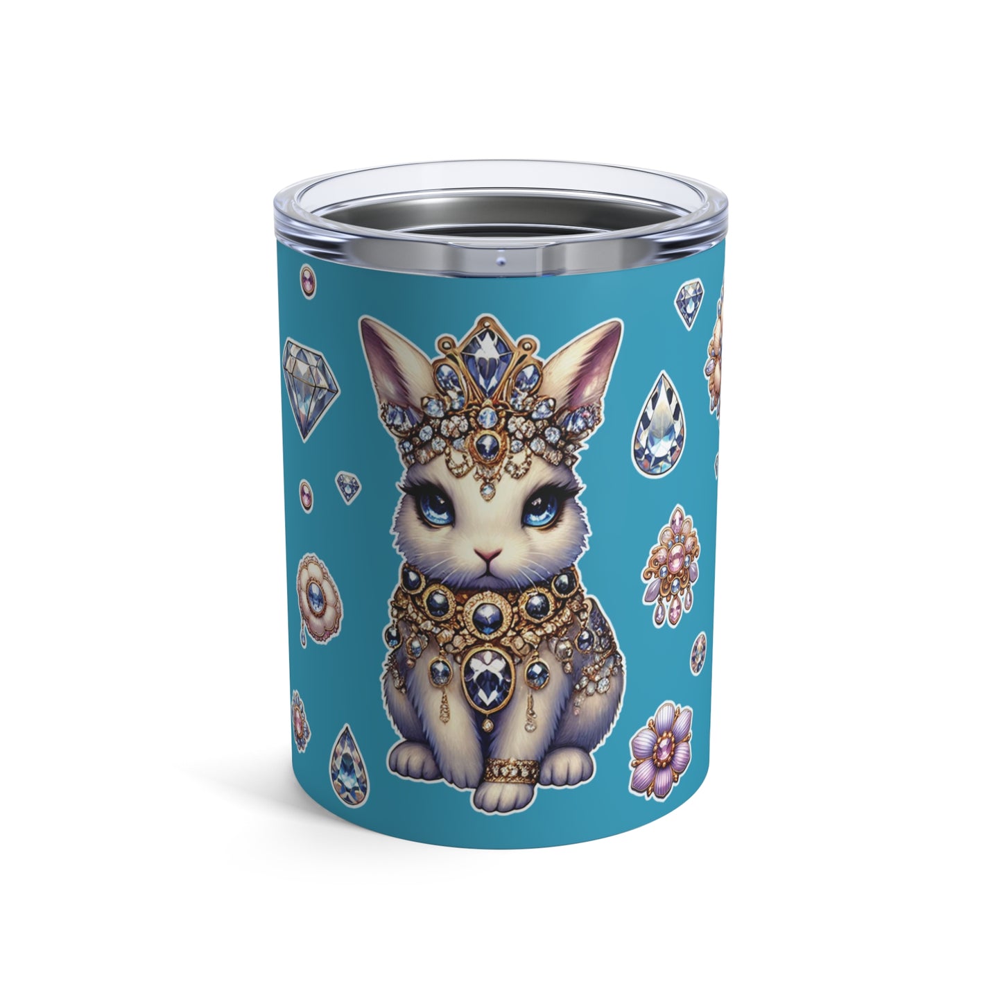 "Jeweled Bunny” Tumbler – 10oz turquoise— sweet, sparkly, and built for bold sips 🐰💅💎🖤 turquoise