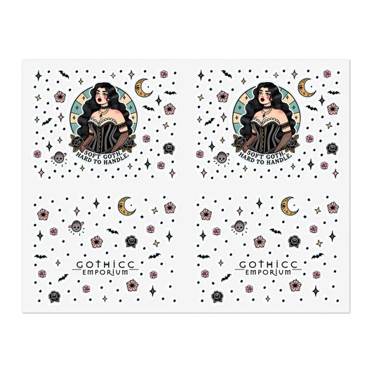 “Soft Goth” Sticker Sheet – 11x8.5 — delicate doom with a velvet edge 🕯️🌸🖤✨
