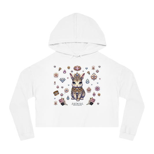 🐰“Jeweled Bunny” Cropped Hooded Sweatshirt — cute, cutthroat, and covered in crystals 🐰💎🖤✨