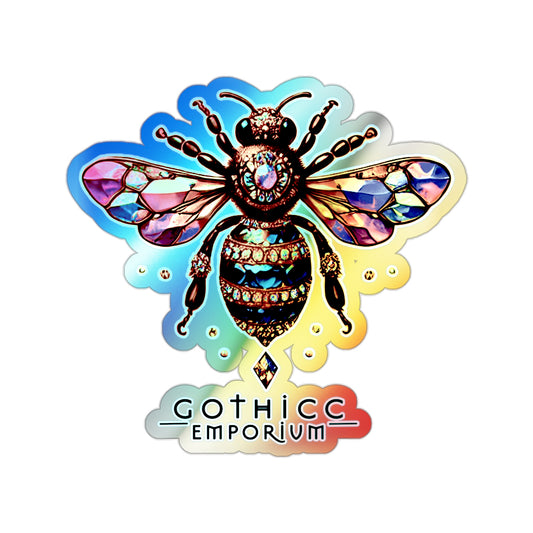 🐝 “BEEJEWEL” Holographic Die-Cut Sticker — buzzworthy sparkle with bite 💎🖤🌈