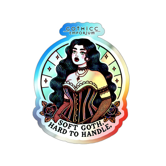 “Soft Goth” Holographic Die-Cut Sticker — pastel gloom with a glittering edge 🌸🌈🖤✨