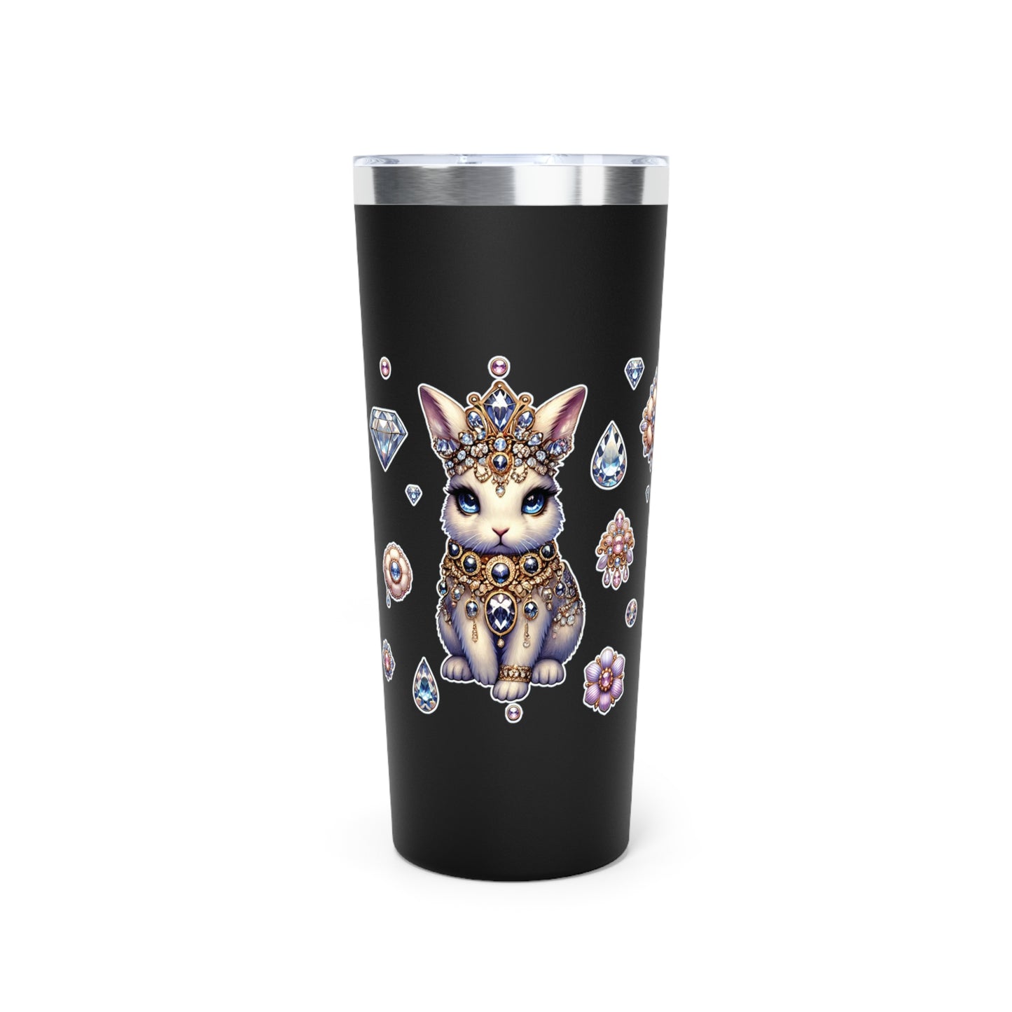 “Jeweled Bunny” Copper Vacuum Insulated Tumbler – 22oz — cute, cold, and always in control 🐰💅💎🖤
