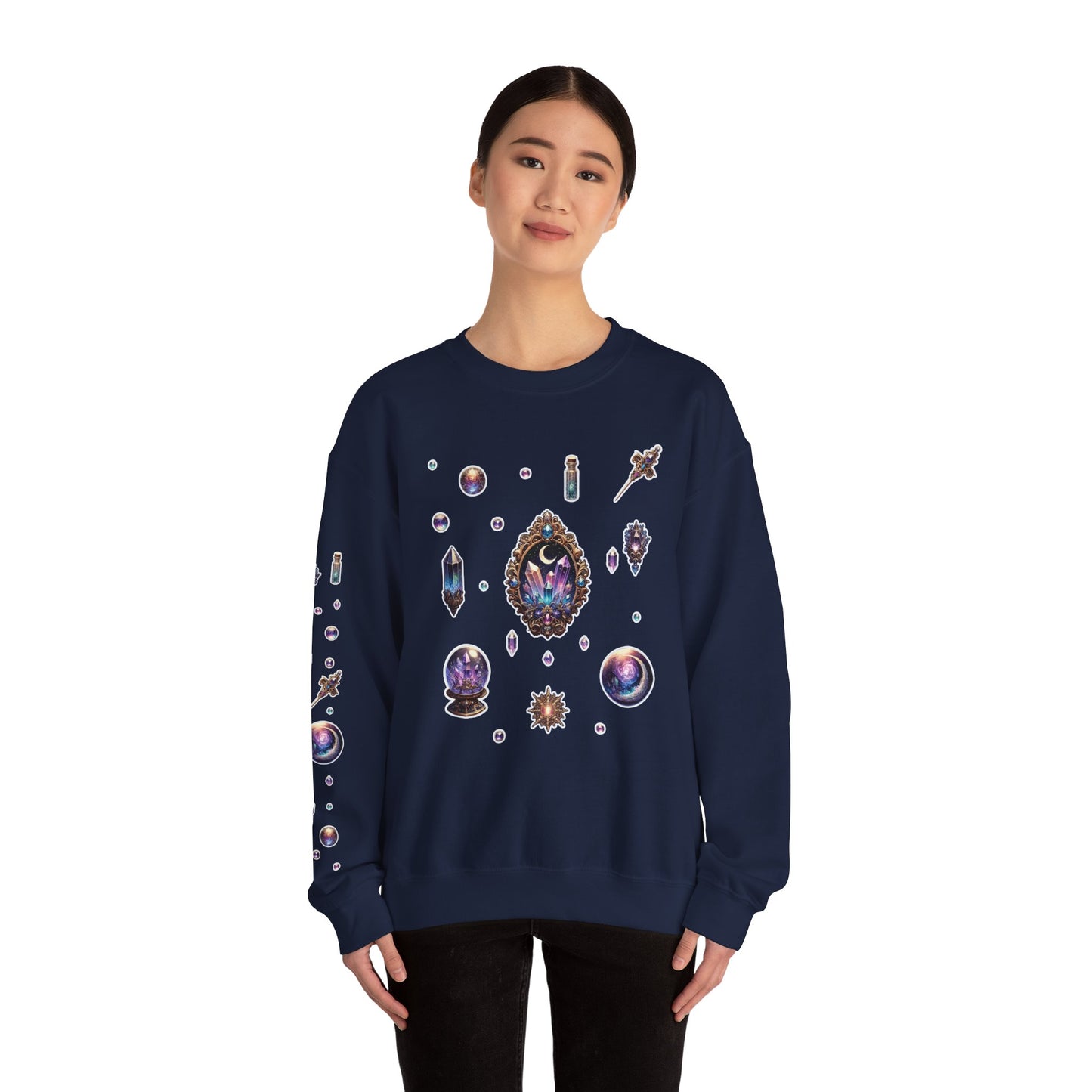 “Crystal Gem” Unisex Heavy Blend™ Crewneck Sweatshirt — soft, strong, and sparkling 💎🌌🖤
