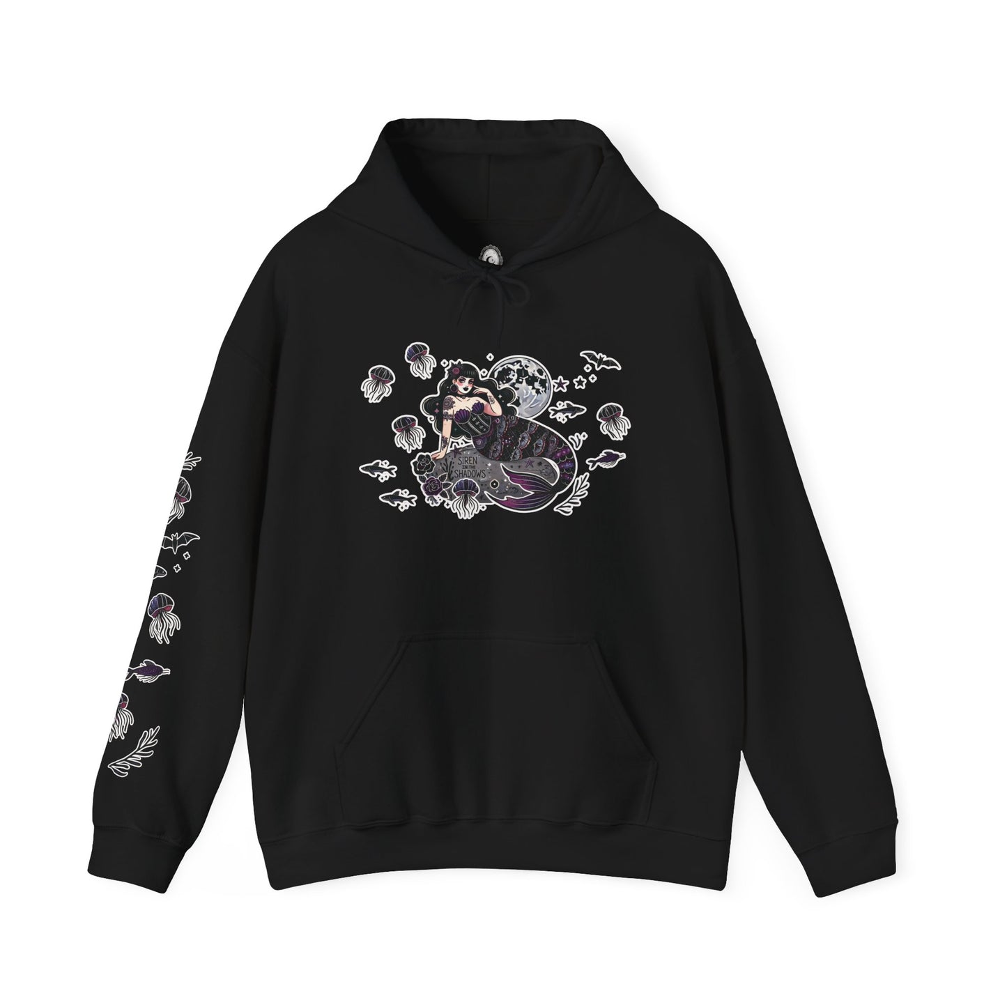 🧜♀️“Siren in the Shadows” Unisex Heavy Blend™ Hooded Sweatshirt — haunting, hypnotic, and draped in danger 🖤🌊🧜♀️🌑
