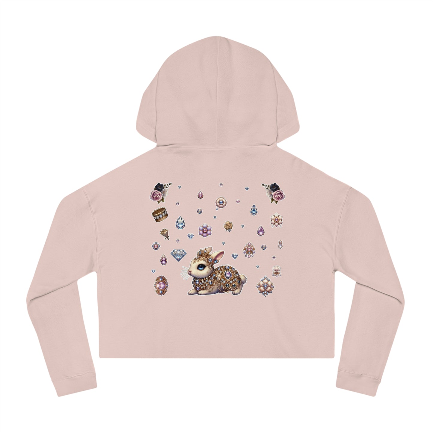 🐰“Jeweled Bunny” Cropped Hooded Sweatshirt — cute, cutthroat, and covered in crystals 🐰💎🖤✨