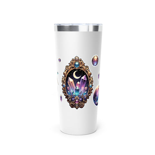 “Crystal Gem” Copper Vacuum Insulated Tumbler – 22oz — radiant energy in every sip 💎🌙☕🖤