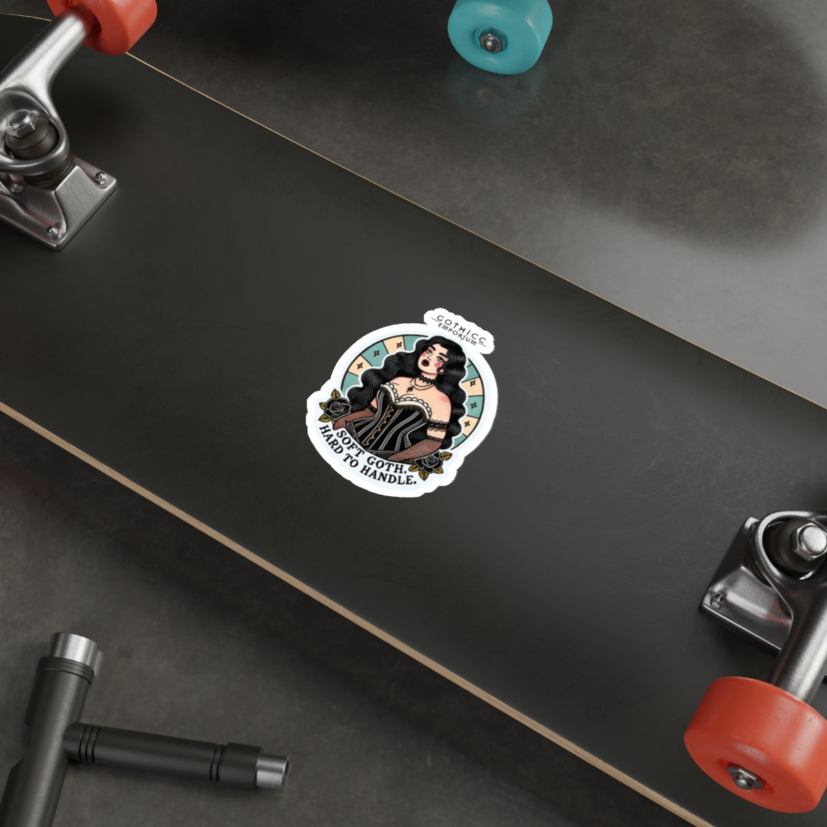 “Soft Goth” Die-Cut Vinyl Sticker — moody magic with a velvet vibe 🌸🖤🕯️✨