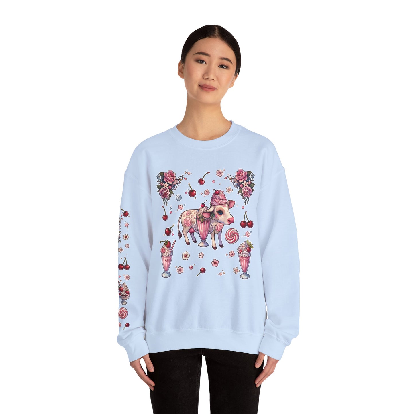 “Milkshake Cow” Unisex Heavy Blend™ Crewneck Sweatshirt — thick-cut comfort with dairy-core drip 🐄🥤🖤✨