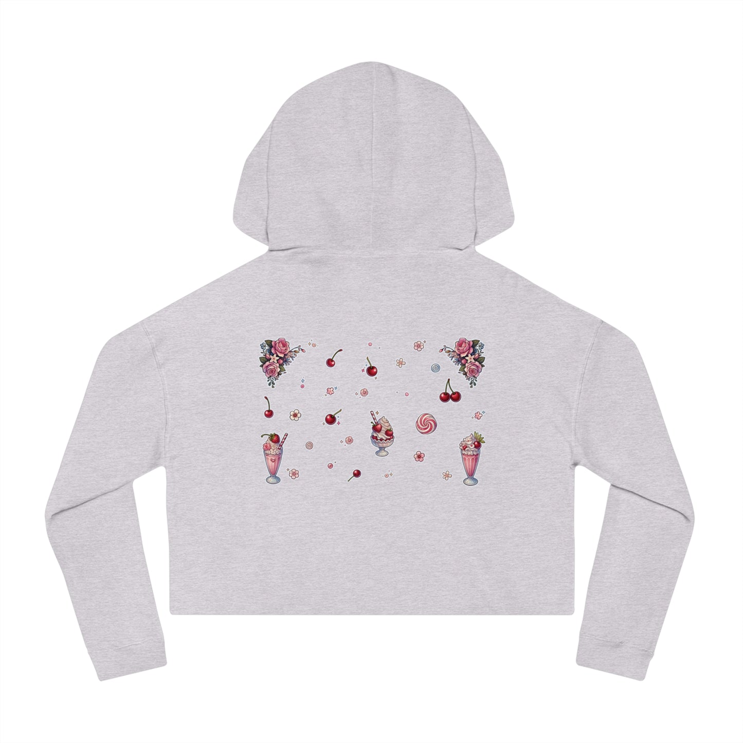 🍓“Milkshake Cow” Cropped Hooded Sweatshirt — thick-cut charm with a mooo-dy twist 🐄🥤🖤✨