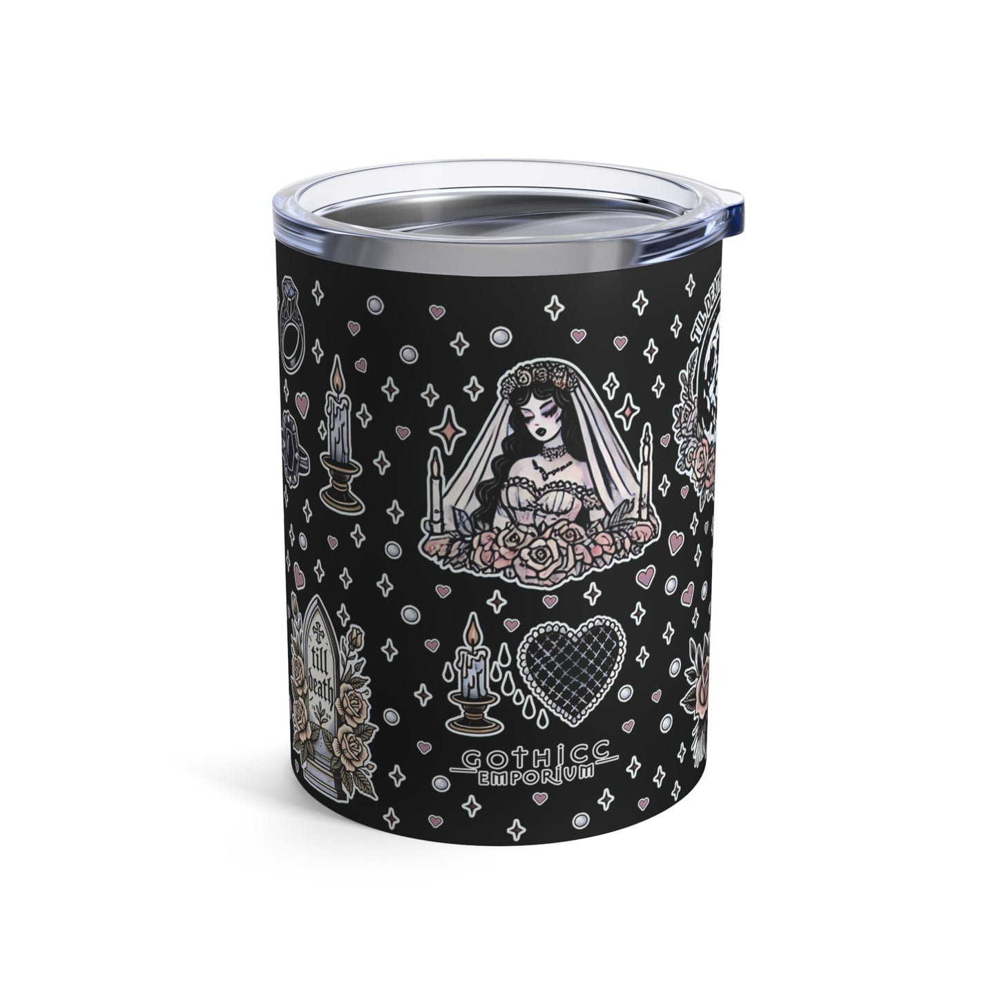 "Bride” Tumbler – 10oz Black— elegant, edgy, and made for matrimony with bite 💍🖤🥂✨