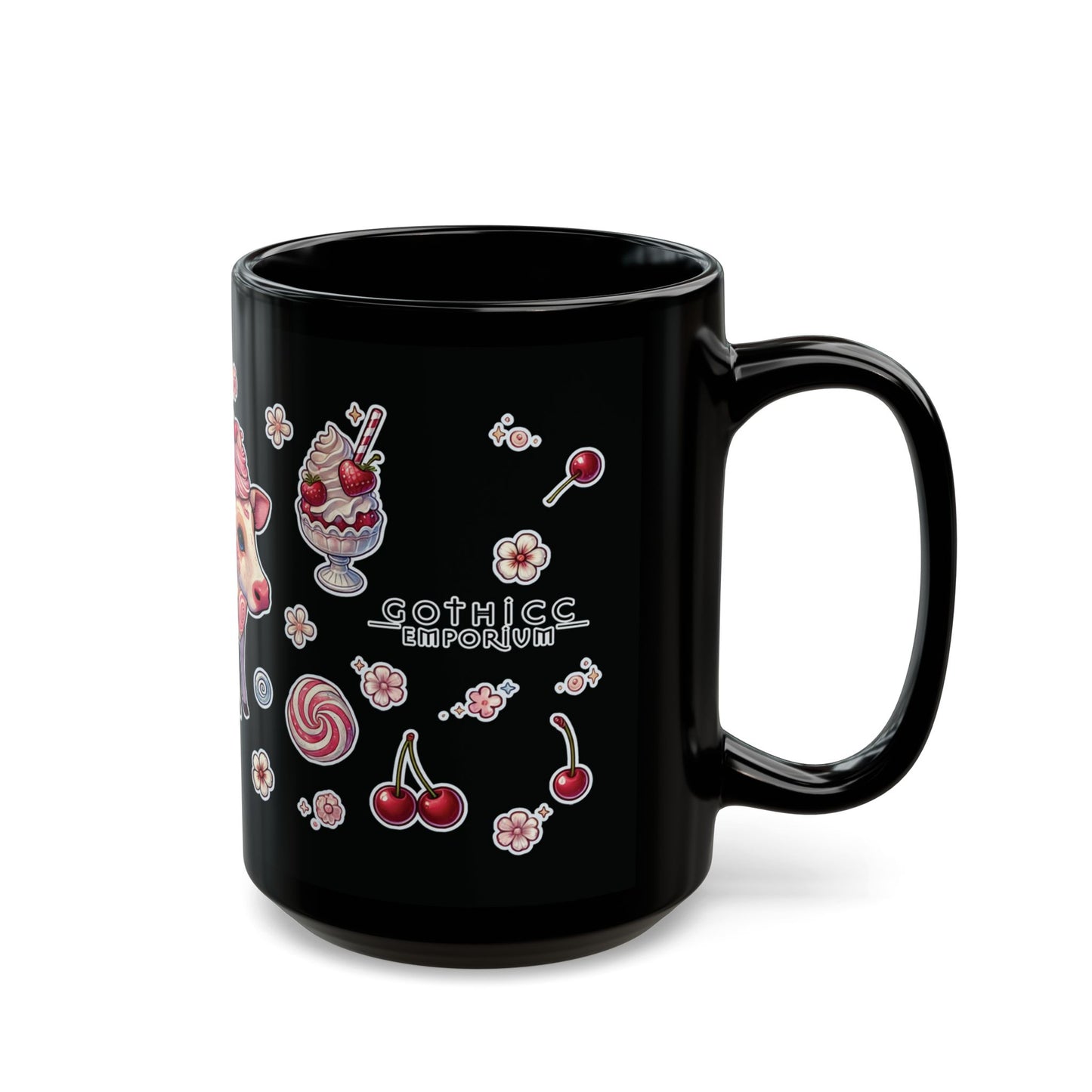“Milkshake Cow” Black Mug – 11oz & 15oz — sweet, savage, and made to stir the pot 🐄💅🥤🖤