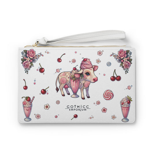 "Milkshake Cow" Clutch Bag in White
