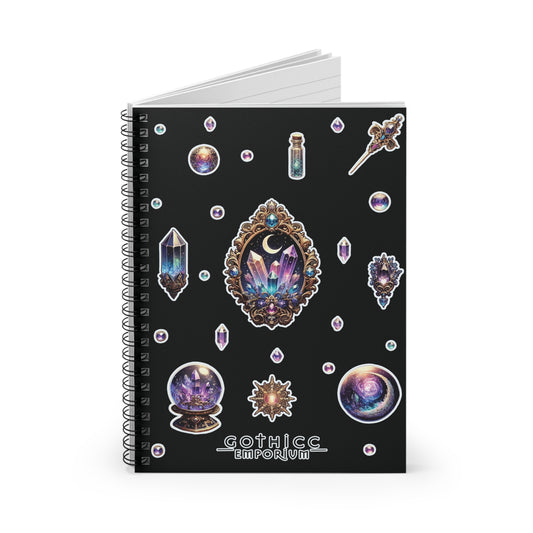 "Crystal Gem" Spiral Notebook - Ruled Line in black