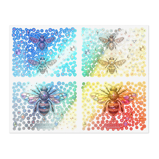 “BEEJEWEL” Holographic Sticker Sheet – 11x8.5 — glammed-up hive magic with a sting 🐝💎🌈🖤