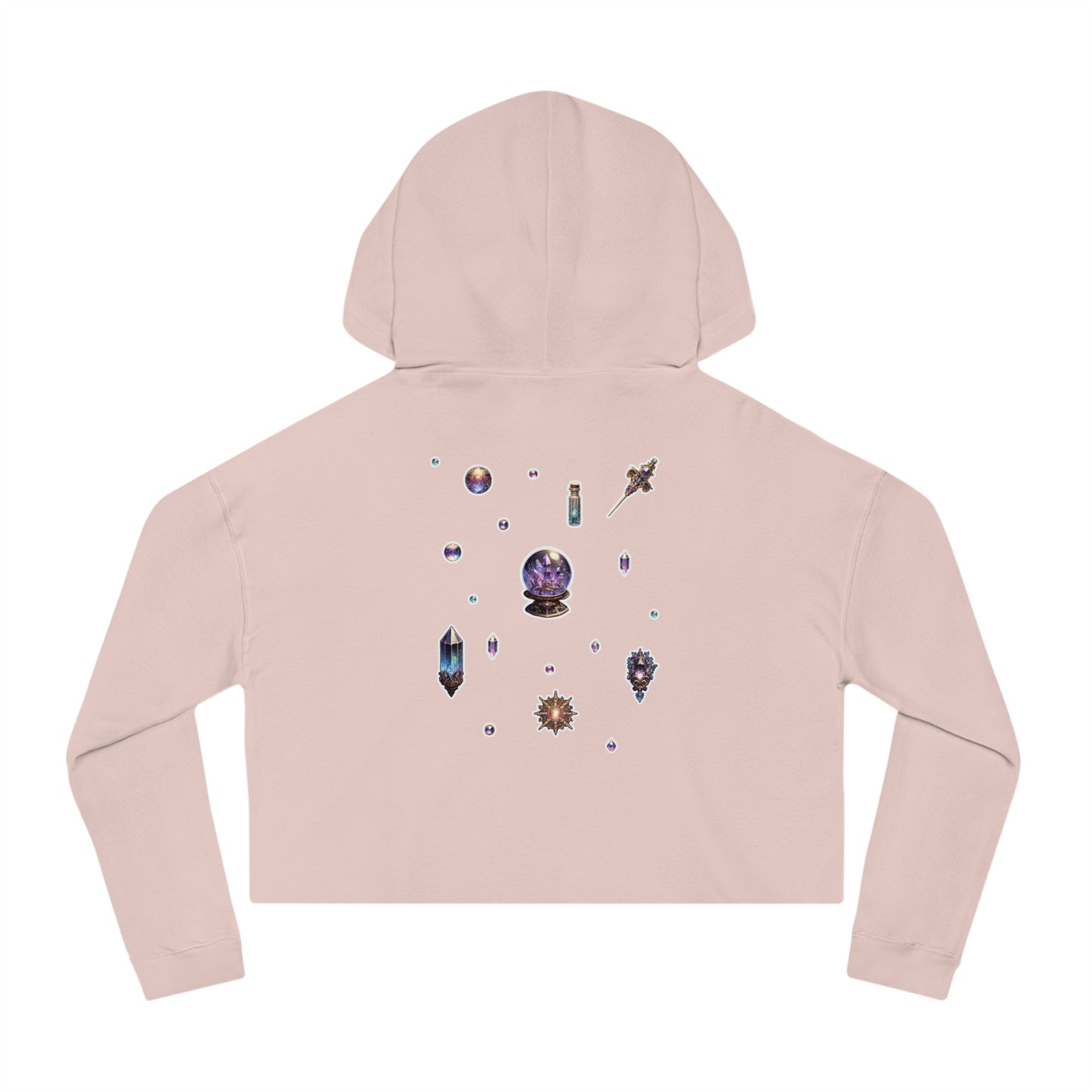 🔮 “Crystal Gem” Cropped Hooded Sweatshirt — glowing, grounded, and glam in every layer 💎🌙🖤✨