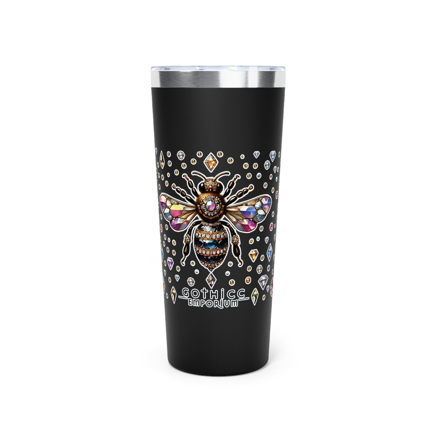 “BEEJEWEL” Copper Vacuum Insulated Tumbler – 22oz — sweet heat, sharp edge, and ready to sting 🐝🥤💎🖤