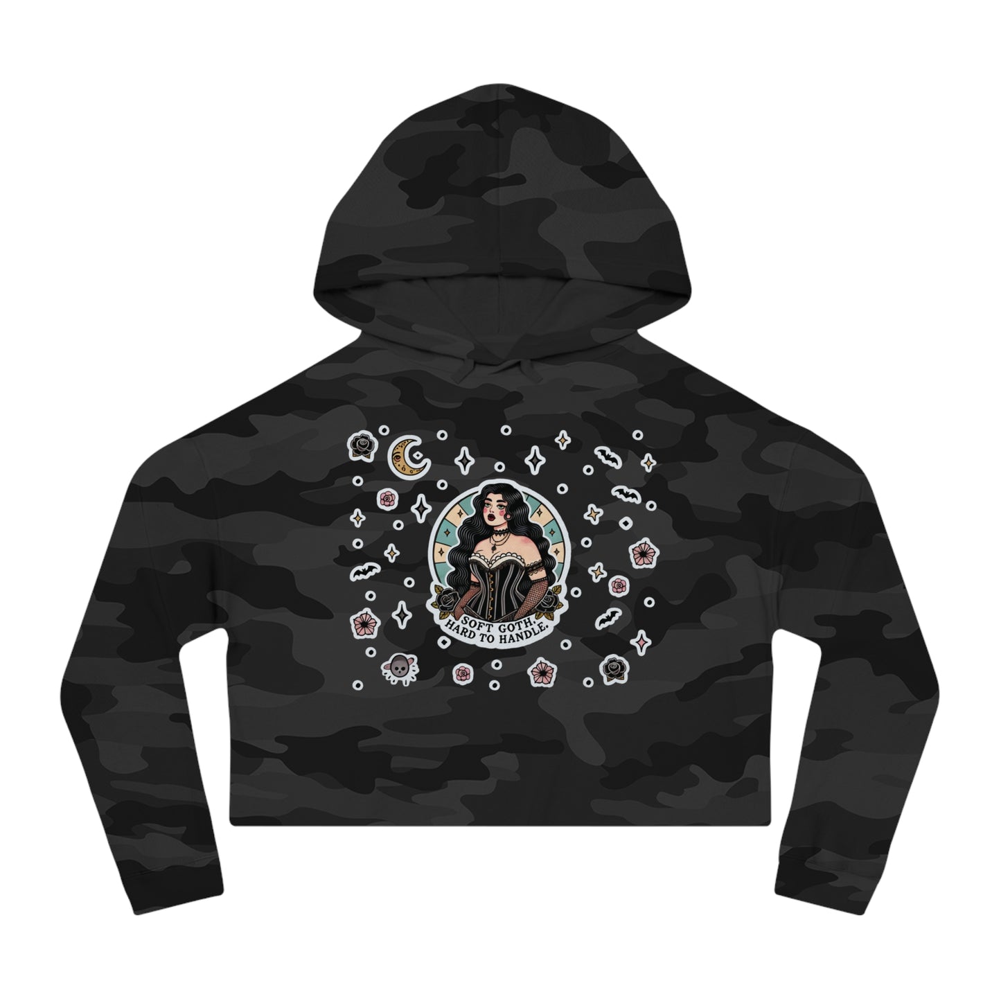 “Soft Goth” Cropped Hooded Sweatshirt — tender, toxic, and softly unbothered 🖤🌫️🕸️✨